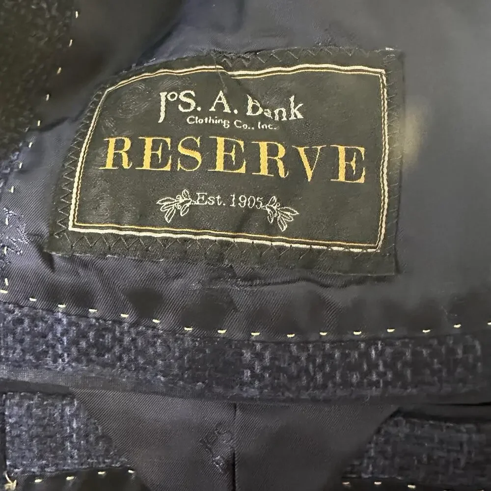 Jos A Bank Reserve 40R Sport coat E. Thomas Italy Wool Cashmere Plaid Glenn